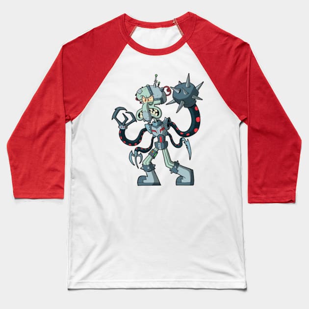 cyborg Squidward Baseball T-Shirt by DavidGagnon14